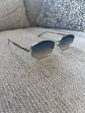 Dior Diorcannage B1U Slim Silver Frame Sunglasses with Blue Gradient Lenses